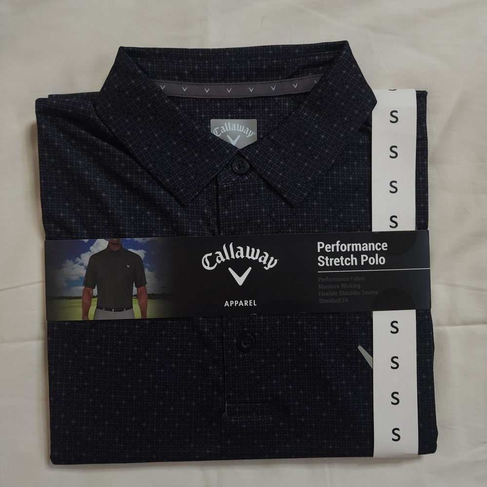 Callaway Performance Stretch Polo Mens Small Caviar Black Opti-Dri Golf